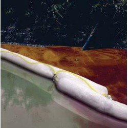 Absorbant flottant formant un barrage pour hydrocarbures, 8 po. X 10 pi, 4 boudins par boite.