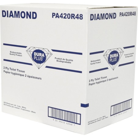 Papier de toilette CLASSIC, 2 plis, 420 feuilles, 48 rouleaux par caisse.