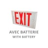 Emergency “Exit” sign in English, 120V with battery, certified CSA. Steel casing, simple or double face.