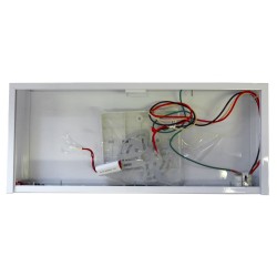 Emergency “Exit” sign in English, 120V with battery, certified CSA. Steel casing, simple or double face.