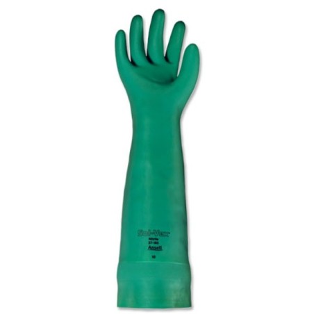 Gants longs en nitrile vert, résistants aux produits chimiques, sans poudre, épaisseur 22 mils, taille large (9).