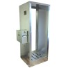 Portable aluminium decontamination shower for asbestos abatement workers (34 x 30 x 83 inches).