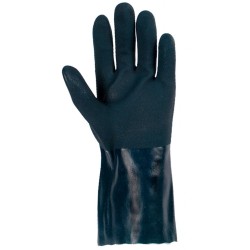 Gant de flanelle de coton enduit de PVC vert à finition rugueuse d’une longueur de 14 po. Taille unique large. Vendu à la paire.