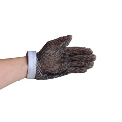 Ambidextrous cut-resistant A9, UL-listed stainless steel metal mesh glove. FDA approved for food handling. Sold individually.