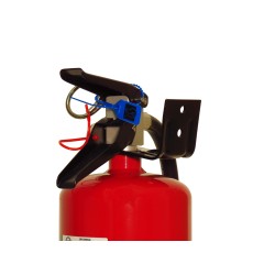 Portable fire extinguisher with powder, 10 lbs type ABC, ULC 6A 80 BC, with wall hook.