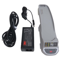 Smart single station battery charger for 3M TR-600 Versaflo PAPR. Kit includes the single station charger and the power cord.