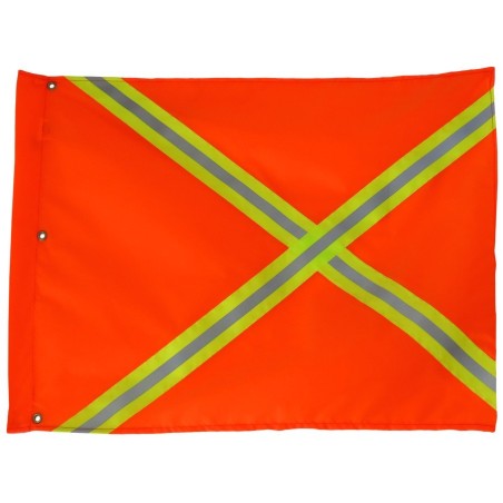 Orange nylon traffic flag with yellow and reflective stripes, 18 x 26 in.