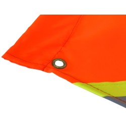 Drapeau de signalisation en nylon orange avec bandes jaunes et argentées, 18 x 26 po.