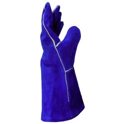 Welding blue leather glove, lined with Kevlar