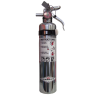 Portable fire extinguisher with powder, chromed, 2.5 lbs type ABC, ULC 1A-10BC, with vehicle hook.