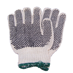 Gant en tricot de coton et de polyester couvert de points de PVC approuvé par l'ACIA. Taille: X-petit (6) à X-large (10)