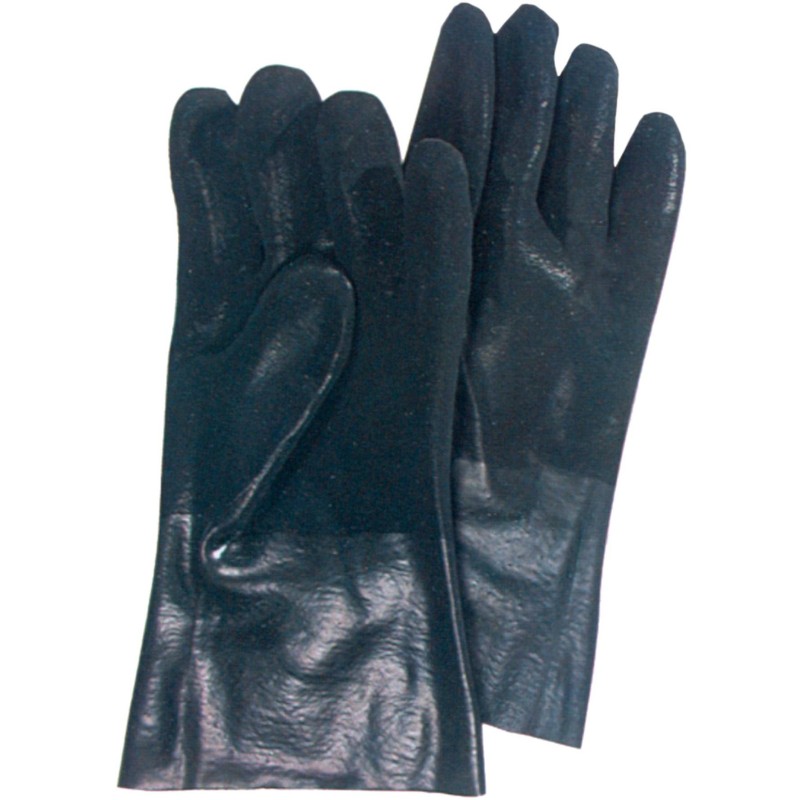 Gant de flanelle de coton enduit de PVC vert à finition rugueuse d’une longueur de 14 po. Taille unique large. Vendu à la paire.