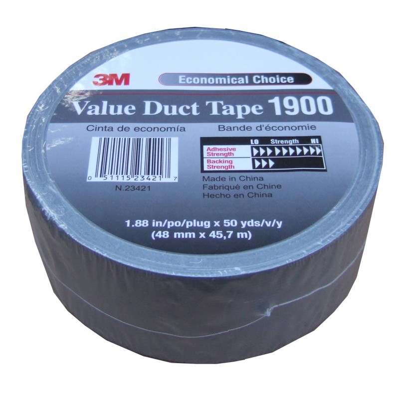 Silver polyethylene adhesive strip, ideal for tight sealing regulatory bags for hazardous wastes. Thickness: 9 mils, 2"x180'.