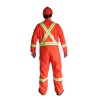 Orange coveralls with reflective band