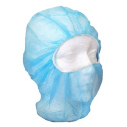 Cagoule balaclava jetable en polypropylène bleu, sans latex, 500/caisse.