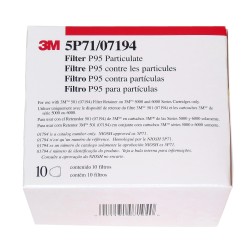 3M P95 NIOSH & CSA Z94.4 approved filter for filter retainer 501 and 3M 6000 series cartridges. Sold by the pair. 10 units/box.