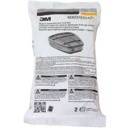 3M approved organic vapors/acid gases cartridge for half & full facepiece respirators series 6000, 7000 & FF-400. Sold in pairs.