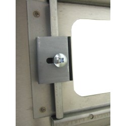 Semi-recessed stainless steel cabinet for 5 lbs powder fire extinguishers. Great for food industry.