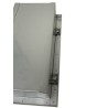 Semi-recessed stainless steel cabinet for 5 lbs powder fire extinguishers. Great for food industry.