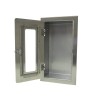 Semi-recessed stainless steel cabinet for 5 lbs powder fire extinguishers. Great for food industry.