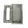 Semi-recessed stainless steel cabinet for 5 lbs powder fire extinguishers. Great for food industry.