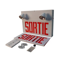 Unité d'éclairage combinée «Sortie» d'urgence avec 2 phares.