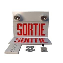 Unité d'éclairage combinée «Sortie» d'urgence avec 2 phares.