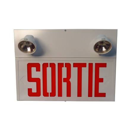 Unité d'éclairage combinée «Sortie» d'urgence avec 2 phares.
