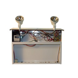 Combined emergency "Exit" light with 2 spotlights.