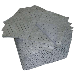 Universal absorbent pads for non-corrosive spills, 15 X 18 inches, 100 pads/package.