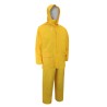 Ensemble imperméable 3 morceaux (manteau, capuchon, salopette) en PVC jaune, taille large (L).