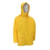 Ensemble imperméable 3 morceaux (manteau, capuchon, salopette) en PVC jaune, taille large (L).