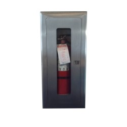 Cabinet semi-encastré en acier inoxydable, pour extincteurs à poudre de 10 lbs. Idéal pour l'industrie alimentaire.