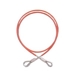 PVC coated galvanized steel cable sling for fall protection. Flexible anchorage connector with 2 swaged eyes