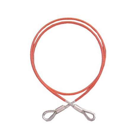 PVC coated galvanized steel cable sling for fall protection. Flexible anchorage connector with 2 swaged eyes