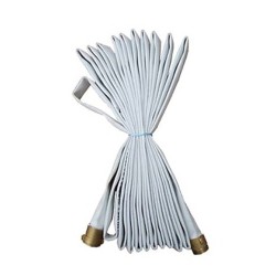 Polyflex fire hose, 1.5 in X 50 feet, with brass coupling.