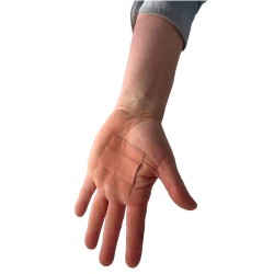 Elastic fabric bandage roll, 6 cm x 5 m (2.4 in x 16 ft), to cut as needed.