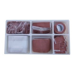 Pansements en tissu élastique, tailles assorties, 101/bte, avec boîte de rangement.