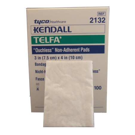Telfa sterile non-adhering gauze dressing pads, 3 x 4 in, 100/box.