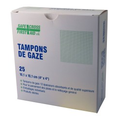 Sterile gauze pads, 4 x 4 in, 25/box.