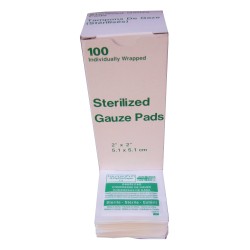Tampons de gaze stériles, 2 x 2 po, 100/bte.