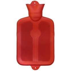 Bouillotte en caoutchouc rouge pour thérapie à la chaleur, capacité 2 litres (0.55 gallons US).