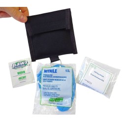 Ensemble pour RCR (écran, gants, lingette) dans une poche porte-clés avec boucle pour ceinture.