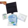 CPR kit (facial shield, gloves, towelette) in a belt pouch with key ring.