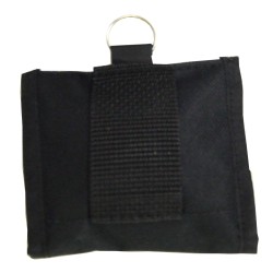 CPR kit (facial shield, gloves, towelette) in a belt pouch with key ring.