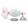 Resuscitator with facial mask, hand pump, inflatable bag and patient connector tube.