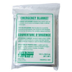 Weatherproof reflective mylar disposable emergency blanket, 204 x 140 cm (56 x 80 in).