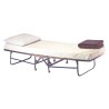 Folding bed cot with mattress and casters, 76 x 188 x 41 cm (30 x 74 x 16 in).