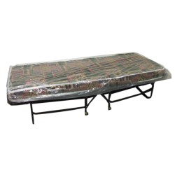 Folding bed cot with mattress and casters, 76 x 188 x 41 cm (30 x 74 x 16 in).
