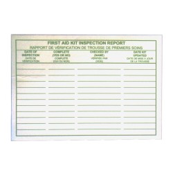 Cartes adhésives pour rapports de vérifications des trousses de premiers soins, 25/pqt.